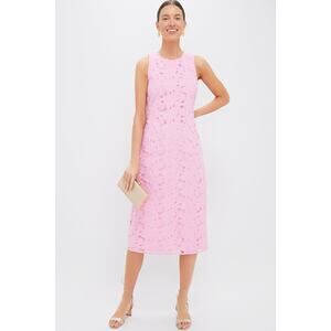 HYACINTH HOUSE Carnation Pink Eyelet Evelyn Midi Dress Size XS NWT